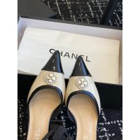 Chanel ankle-strapped slingback pump heel slipon shoes with pearl-adorned medallion