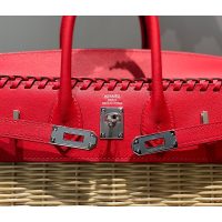 limited edition Hermes wicker Birkin 25 picnic handbag-full handmade boutique package