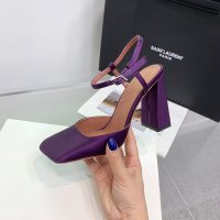 Amina muaddi women's satin heel sandal strapped heel pump slipon dinner party shoes size35-42 9.5cm - 图片 9