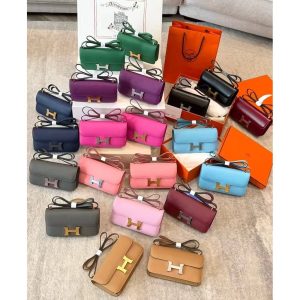 epsom Hermes constance elan shoulder flap bag full handmade boutique inclusion