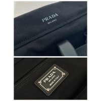 Prada canvas shoulder tote bag with multi-pocket