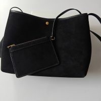 suede Celine soft shopper handbag shoulder commuter hobo tote with detatchable card holder - 图片 2