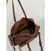 burgundy Prada Bowling Tote Bag in Grainy Calfskin