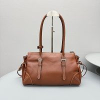 Prada Red Shoulder Tote Bag in Grained Calfskin