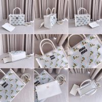 embroidered miu miu mesh mini handbag/tiny shopper tote with zipper clutch - 图片 6