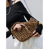 YSL wooden-bead shoulder underarm hobo tote/casual elbow bag - 图片 4
