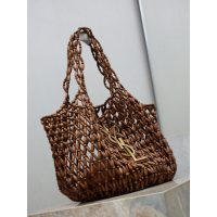 wooden-bead YSL resort beach tote/shoulder underarm hobo bag - 图片 4