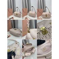 lambskin Miu miu matelasse shoulder flap saddle bag/underarm baguette with braided handle - 图片 9