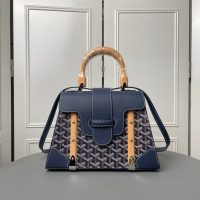 Goyard saigon structured handbag ccrossbody flap messenger bag Cambridge kelly bag wooden handle