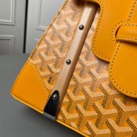 Goyard saigon structured handbag ccrossbody flap messenger bag Cambridge kelly bag wooden handle - 图片 8