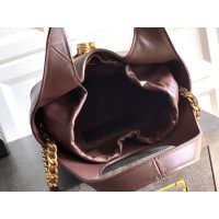 Chanel burgundy small hobo bucket bag in diamond-quilted lambskin