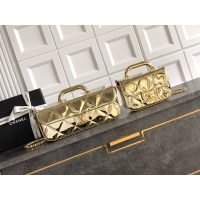 Chanel East-West Top Handle Baguette/mini handbag in metallic patent leather