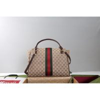 dual size Gucci canvas shoulder crossbody flap messenger vintage satchel - 图片 4