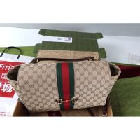 dual size Gucci canvas shoulder crossbody flap messenger vintage satchel - 图片 5