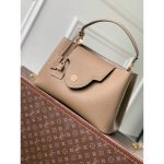 etaupe Louis Vuitton Capucines GM Grainy Calfskin Tote Bag Women