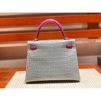 Hermes bicolor kelly 25 handbag GHW with horseshoe stamp in alligator full handmade/boutique inclusion