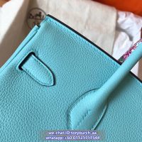 togo Hermes birkin 25 Bleu Atoll handbag GHW full handmade boutique inclusion