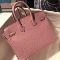ostrich hermes Terre Cuite Birkin30 handbag GHW full handmade boutique inclusion