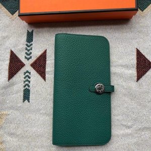 togo Hermes dogon bifold long wallet/passport card holder PHW full handmade/boutique inclusion