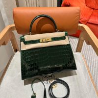 hermes kelly 28 top-handle bag GHW in nile crocodile full handmade/boutique inclusion