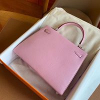 Hermes Kelly 25 sellier handbag GHW-rose sacura evercolor leatehr full handmade/boutique inclusion