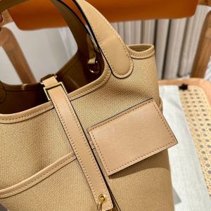 Hermes picotin 18 mini trench canvas bucket tote SHW full handmade