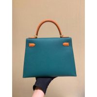 epsom Hermes kelly 25 bicolor handbag GHW full handmade boutique package