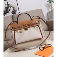 Hermes Herbag Zip 31 canvas tote bag. with detachable clutch full handmade