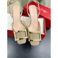 Roger RV shiny heel slingback pump sandal in patent leather size35-42 7cm height - 图片 2