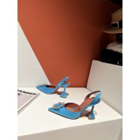 Amina Muaddi satin heel sandal pump crystal-sunflower bride wedding shoes size35-42 10cm - 图片 2