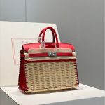 limited edition Hermes wicker Birkin 25 picnic handbag-full handmade boutique package