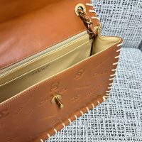 Vintage Chanel Whipstitch shoulder flap Bag in logo-embossed Tan calfskin