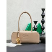 Bowling-style Miu miu east-west handbag/shoulder underarm baguette hobo in calfskin - 图片 4