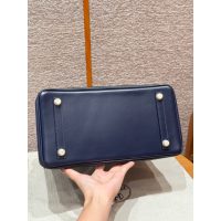 Navy Hermes birkin 30 top-handle handbag-box calfskin GHW full handmade boutique package