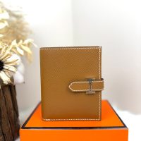 epsom Hermes beam trifold small wallet card holder with silver H clasp