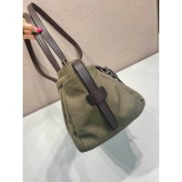 Prada canvas shoulder tote bag with multi-pocket