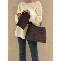 Alaia laser-cut perforated neverfull carryall handbag shoulder tote with detachable clutch - 图片 4
