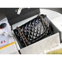 Chanel Medium shoulder double Flap Bag in black Patent Leather