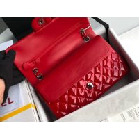 Chanel Medium shoulder double Flap Bag in red Patent Leather