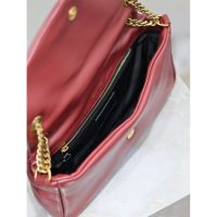 Burgundy YSL CALYPSO underarm baguette messenger flap slouchy cosmetic pouch in lambskin - 图片 8