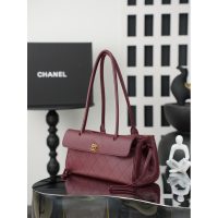 Chanel Preppy Coco Bowling Shoulder Bag-burgundy caviar calfskin