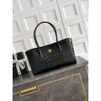 Chanel burgundy Small Shopping Tote in croco-effect calfskin