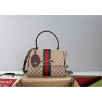 dual size Gucci canvas shoulder crossbody flap messenger vintage satchel - 图片 2