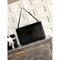 vintage Chanel Shoulder Flap Bag in black Croco-Effect Calfskin