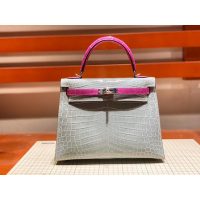 Hermes bicolor kelly 25 handbag GHW with horseshoe stamp in alligator full handmade/boutique inclusion