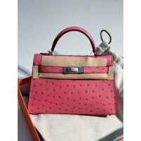 ostrich Hermes mini kelly pochette GHW full handmade boutique inclusion