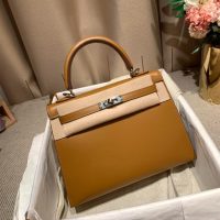 Hermes kelly 28 Bleu electrique handbag in box calfskin GHW full handmade boutique inclusion