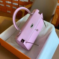 Hermes Kelly 25 sellier handbag GHW-rose sacura evercolor leatehr full handmade/boutique inclusion