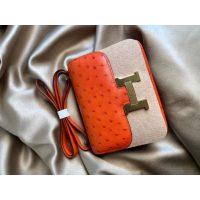 Ostrich Hermes Constance 23 classic messenger flap shoulder flap square bag handmade stitch