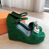 Hermes suede platform wedge sandal with kelly buckle size35-42 boutique iinclusion